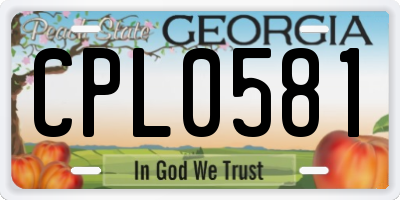 GA license plate CPL0581