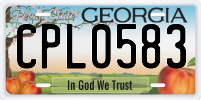 GA license plate CPL0583