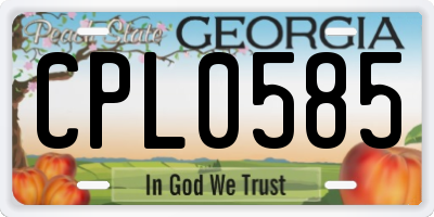 GA license plate CPL0585