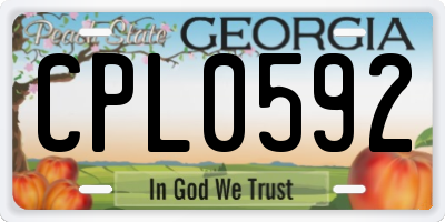 GA license plate CPL0592