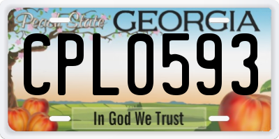 GA license plate CPL0593