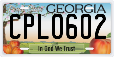 GA license plate CPL0602