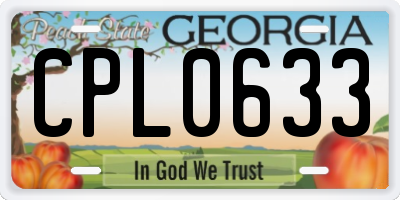 GA license plate CPL0633