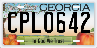 GA license plate CPL0642