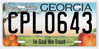 GA license plate CPL0643
