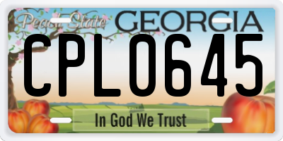 GA license plate CPL0645