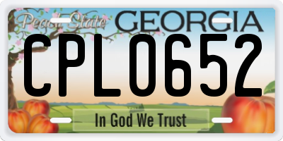 GA license plate CPL0652