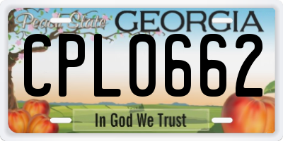 GA license plate CPL0662