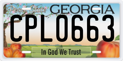 GA license plate CPL0663