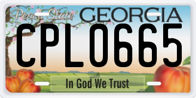 GA license plate CPL0665