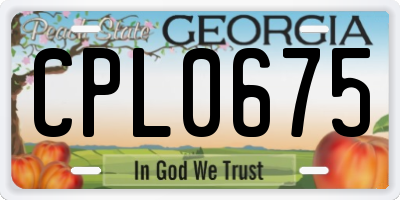 GA license plate CPL0675