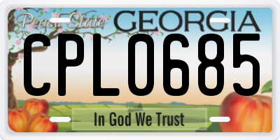 GA license plate CPL0685