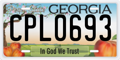 GA license plate CPL0693