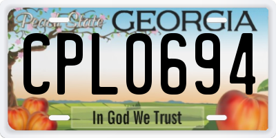 GA license plate CPL0694