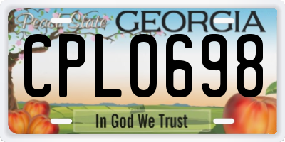 GA license plate CPL0698