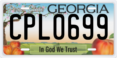 GA license plate CPL0699