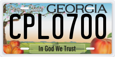 GA license plate CPL0700