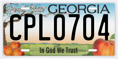 GA license plate CPL0704