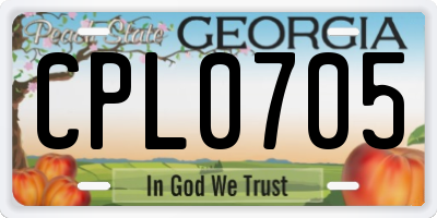 GA license plate CPL0705