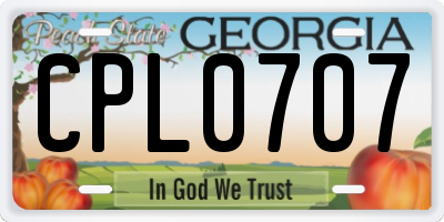 GA license plate CPL0707