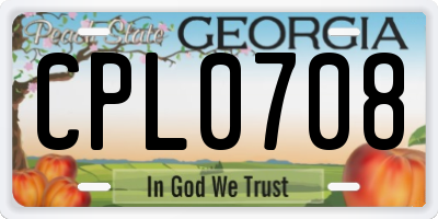 GA license plate CPL0708