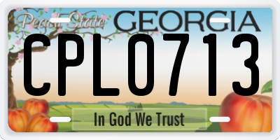 GA license plate CPL0713