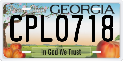 GA license plate CPL0718