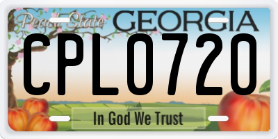 GA license plate CPL0720