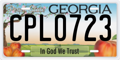 GA license plate CPL0723