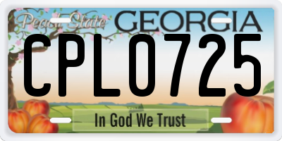 GA license plate CPL0725