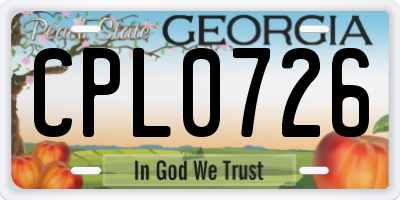 GA license plate CPL0726