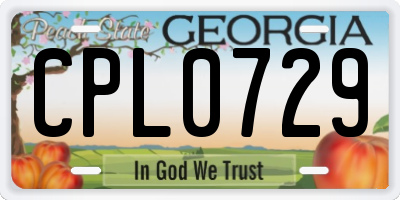 GA license plate CPL0729
