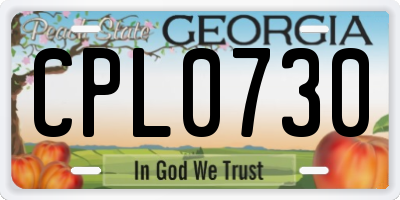 GA license plate CPL0730