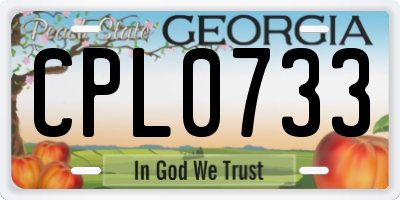 GA license plate CPL0733