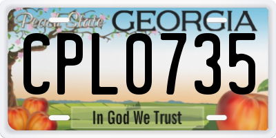 GA license plate CPL0735