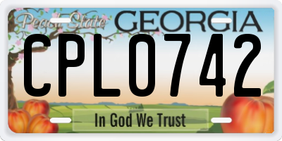 GA license plate CPL0742