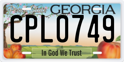 GA license plate CPL0749