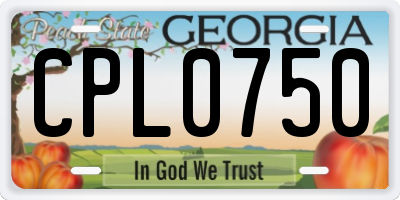 GA license plate CPL0750