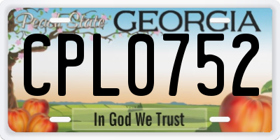 GA license plate CPL0752