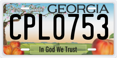 GA license plate CPL0753