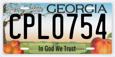 GA license plate CPL0754