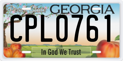 GA license plate CPL0761