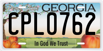 GA license plate CPL0762