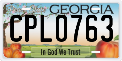 GA license plate CPL0763