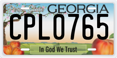GA license plate CPL0765