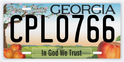 GA license plate CPL0766