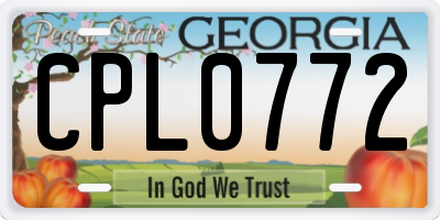 GA license plate CPL0772