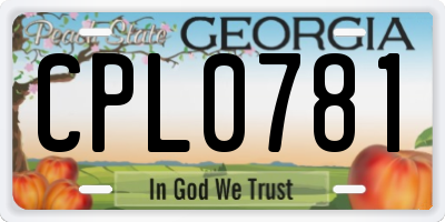 GA license plate CPL0781