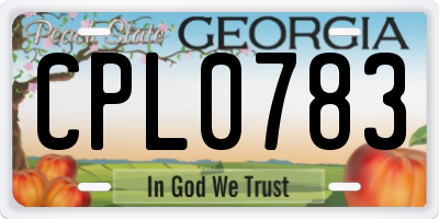 GA license plate CPL0783