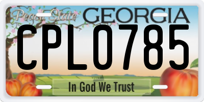GA license plate CPL0785